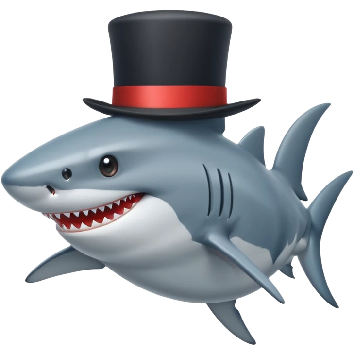 Shark with a top hat emoji