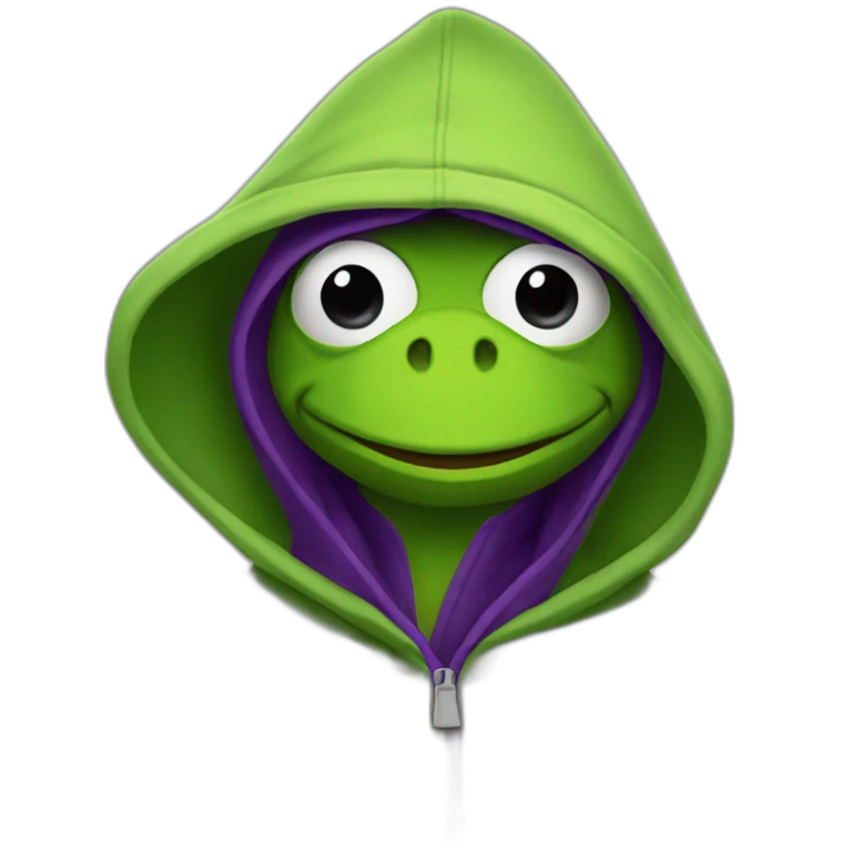 Kermit with purple hoodie emoji