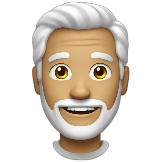 Create an emoji of a man smiling, with white hair and with a short but neat white beard emoji