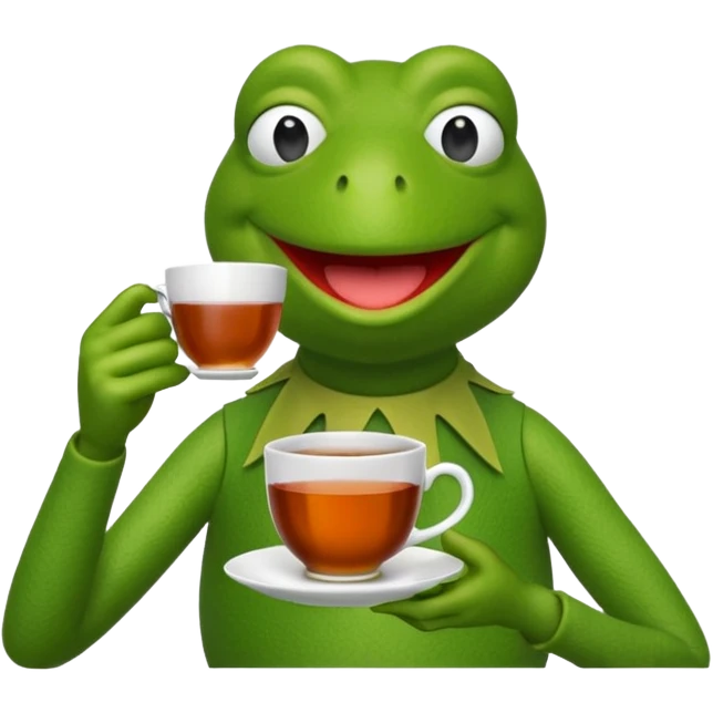 Kermit the frog sipping tea emoji