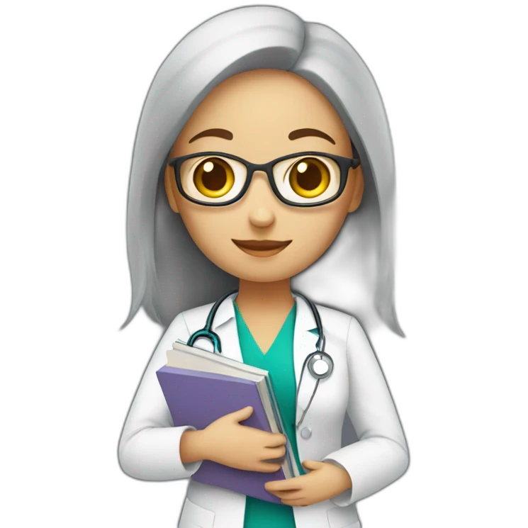 medical girl student with books emoji
