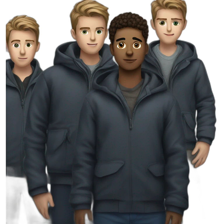 boys in coats near vehicle emoji