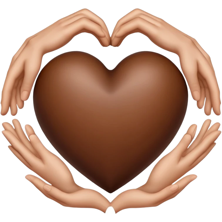 A heart made of hands inside a brown heart emoji