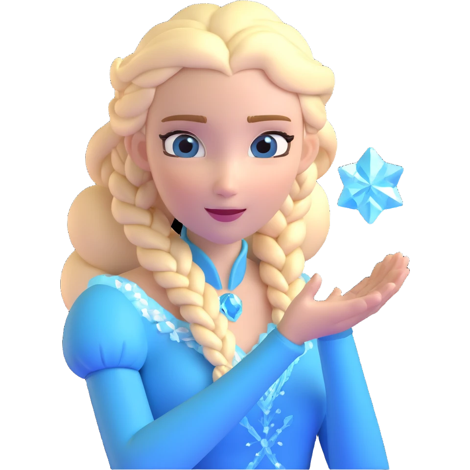 Queen Elsa ice powers with blonde braid, upper body from Frozen emoji