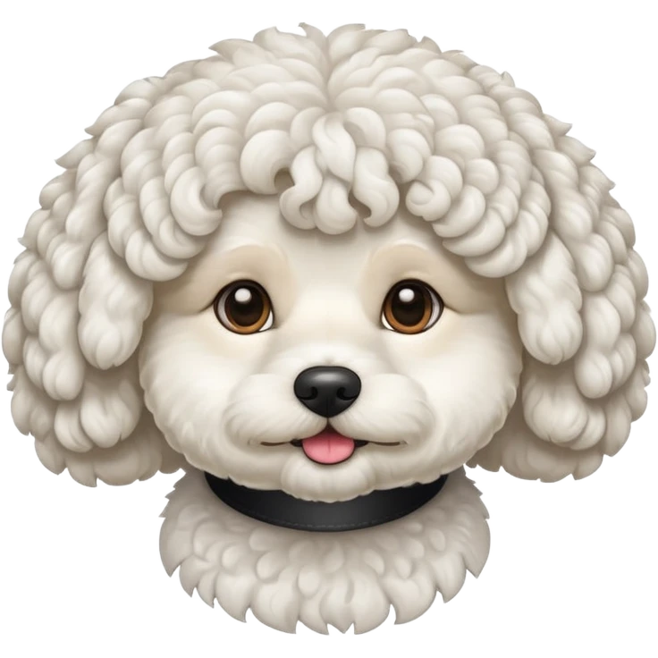 white bichon frise face with curly round hair emoji