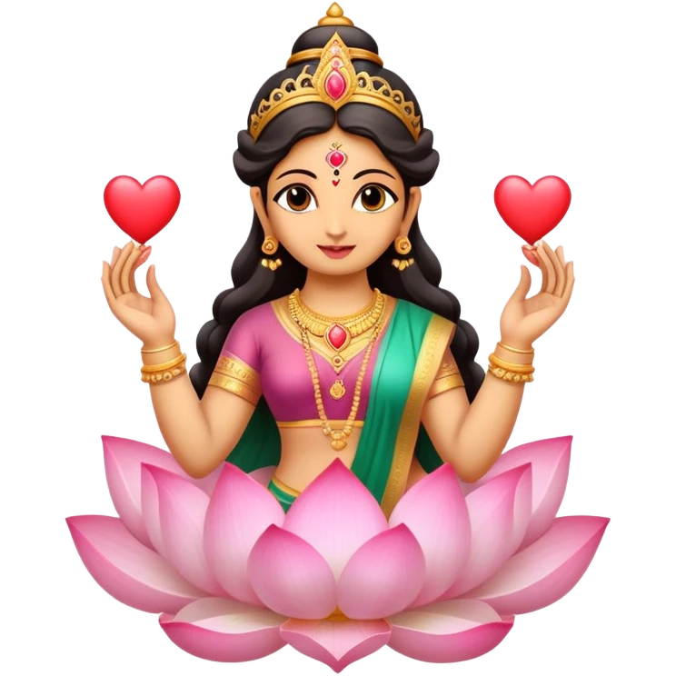 hindu goddess lakshmi in a lotus with heart in middle  emoji