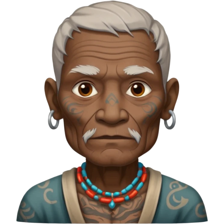 ancient incadian old man with tatooed on neck and face emoji