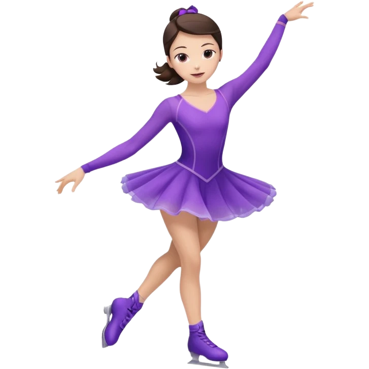 Female brunette figure skater wearing purple outfit spinning  emoji