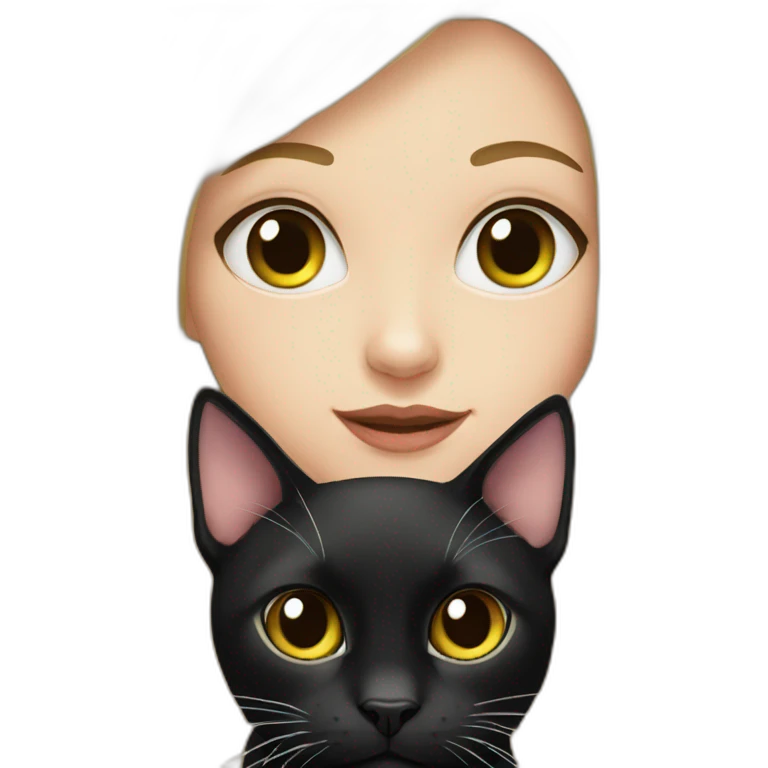 Black cat with white girl emoji