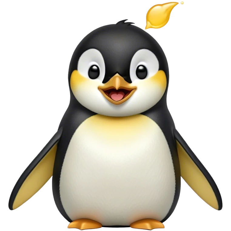 Cinematic Cute Yawning Emperor Penguin Portrait Emoji, Head tilted slightly with a dramatic, wide-open yawn, showcasing smooth, downy feathers with a striking contrast and sleepy, half-closed eyes, Simplified yet irresistibly adorable features, highly detailed, glowing with a soft, cozy polar glow, high shine, relaxed yet expressive, stylized with a touch of whimsical charm, soft glowing outline, capturing the essence of a drowsy yet affectionate arctic guardian that seems ready to stretch out and nap! emoji