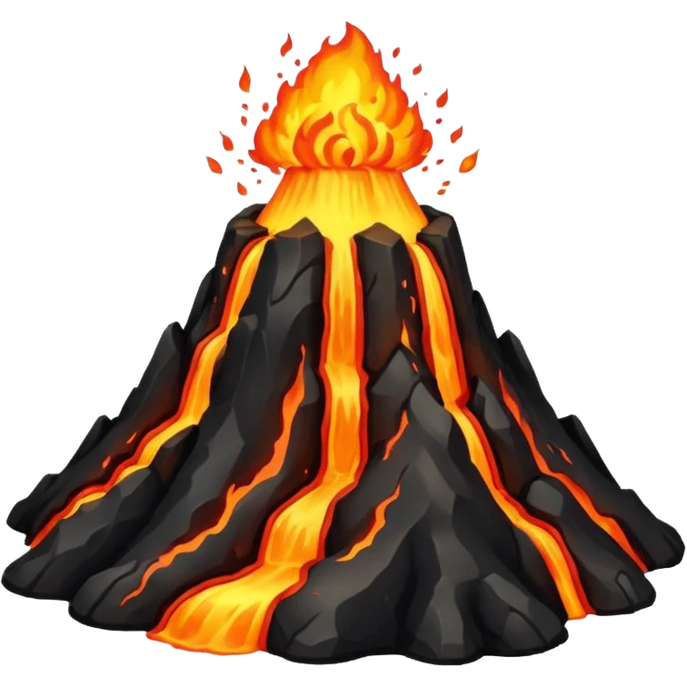 Volcano but lava is molten gold emoji