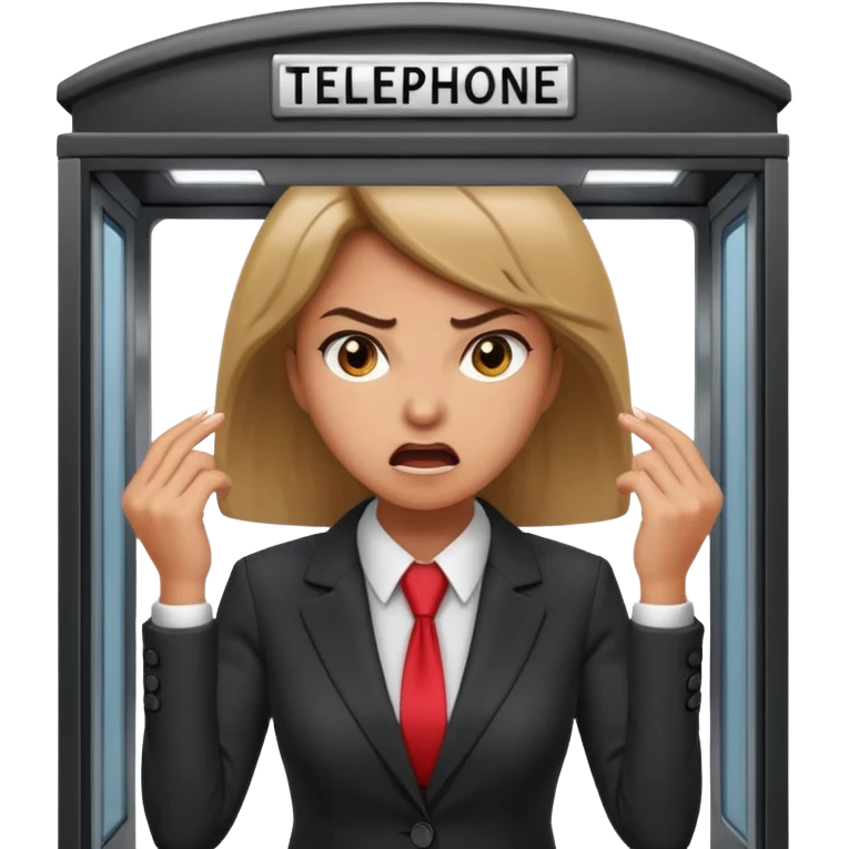 Telephone booth with angry woman inside emoji
