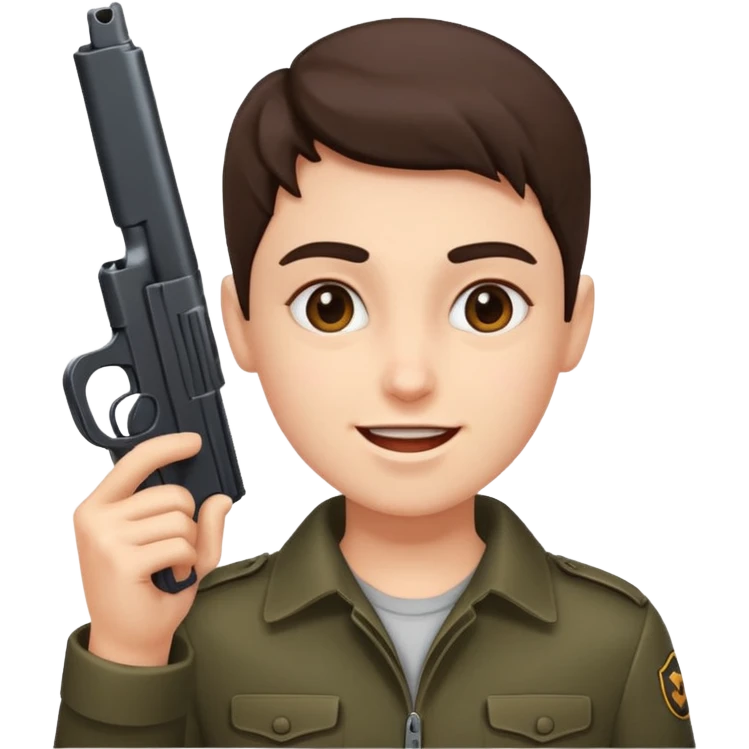 gun pointed too happy face emoji
