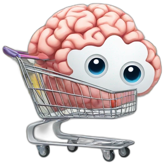 supermarket cart WITH a BRAIN inside emoji