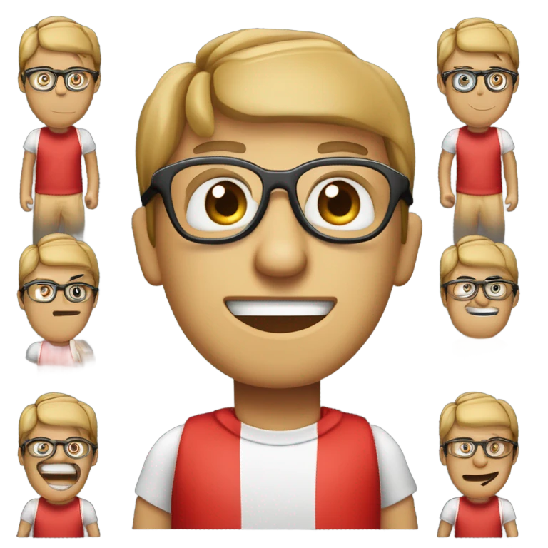 Männliche Person mit Cap nach hinten mit Brille mit 3 Tage Bart und schmalem Gesicht sowie Dartpfeil in der Hand in Wurfbewegung mit einem Rot-Weißen Shirt  emoji
