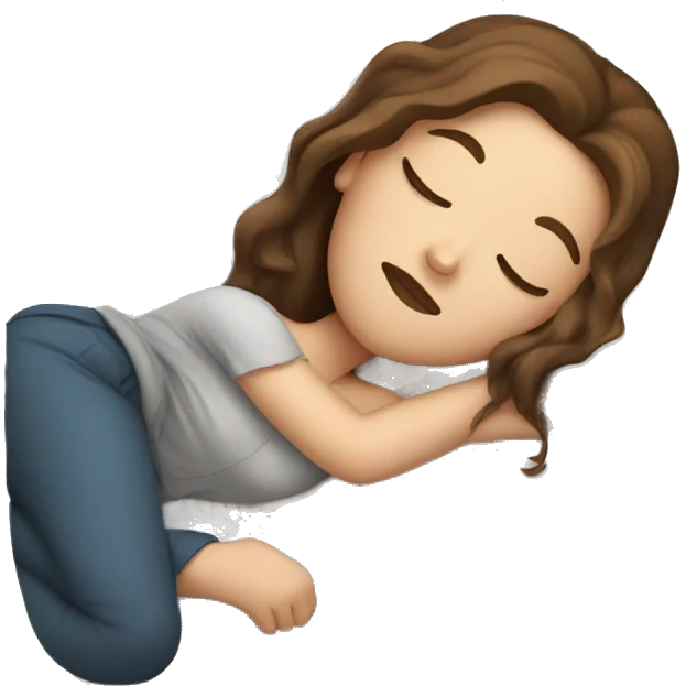 white girl sleeping with brown hair emoji