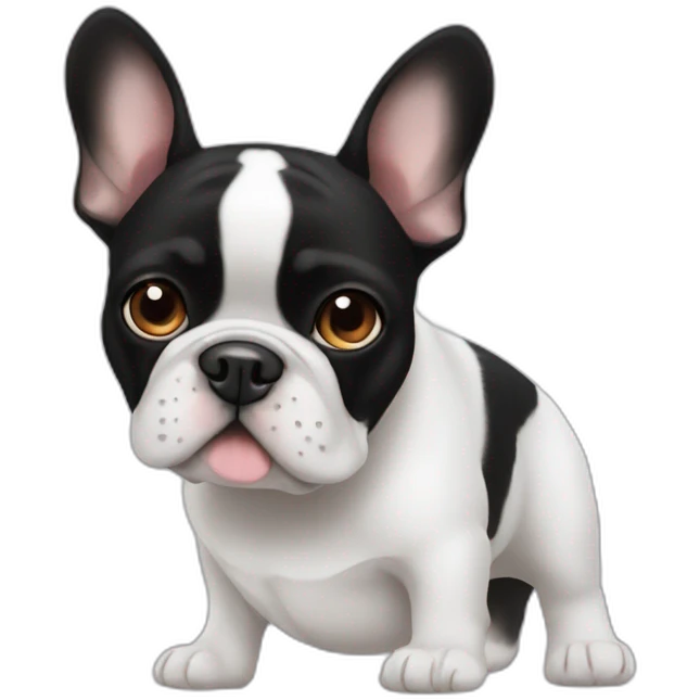 black and white french bulldog with brown eyes emoji