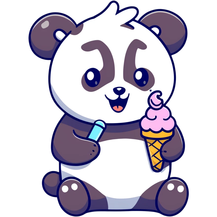 Panda eating ice cream emoji