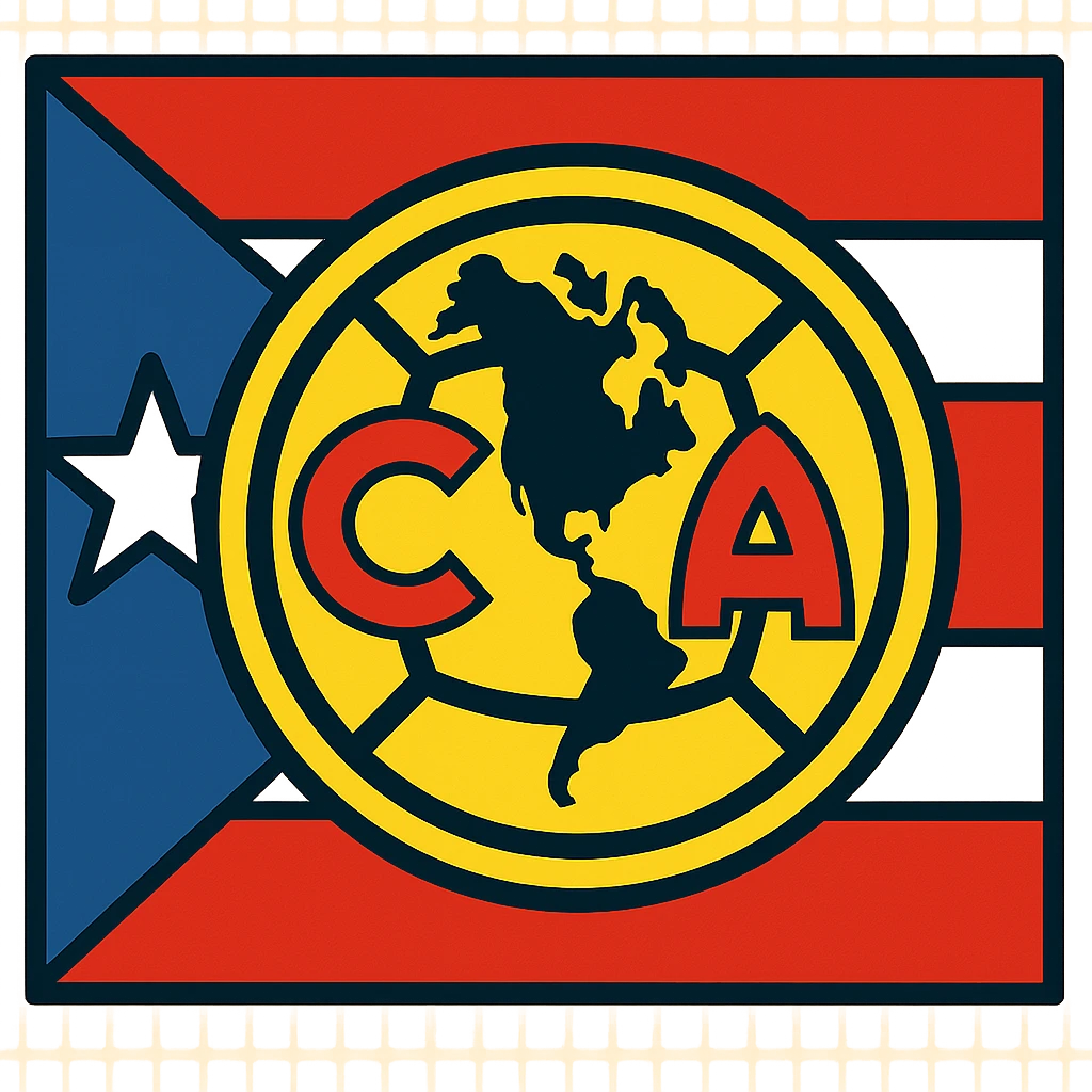 Puerto Rico flag with Club América logo overlay emoji