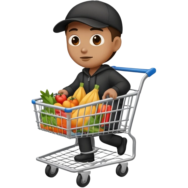 Thief stealing a grocery cart emoji