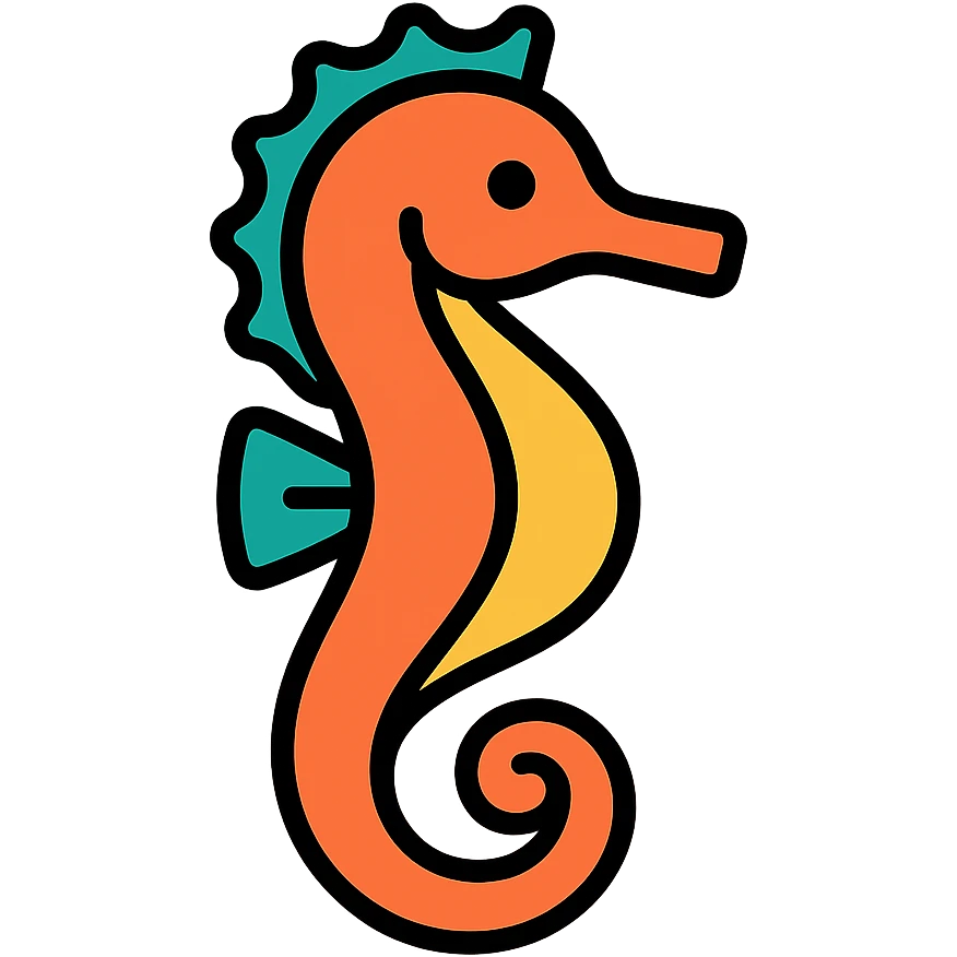 color outline icon of a seahorse emoji