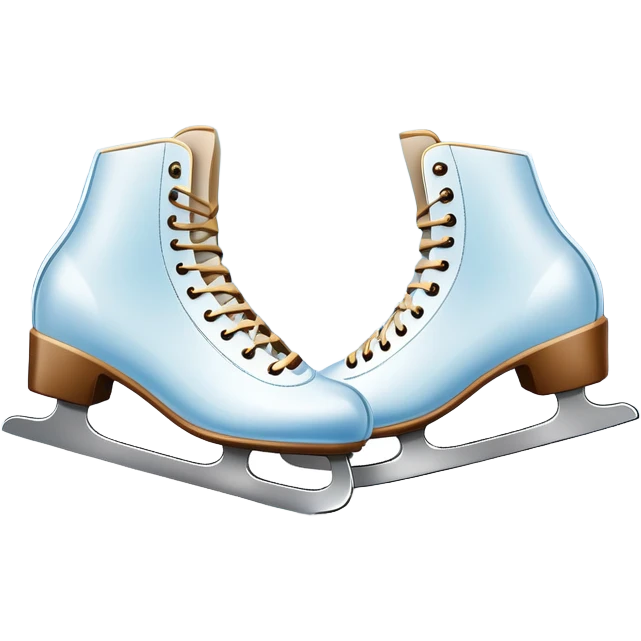 An icon showing In the background, twinkling lights, winter trees, and cheering spectators create a festive atmosphere. a pair of elegant ice skates gliding across a smooth, frozen rink with snowflakes in the air. Transparent background highlights the grace and charm of ice skating. emoji