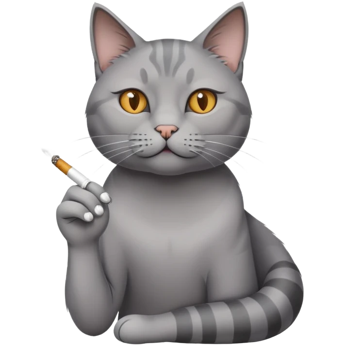 Grey cat smoking emoji