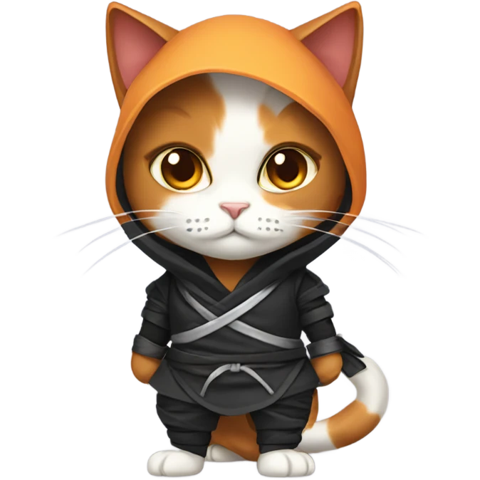 Calico cat wearing ninja outfit emoji