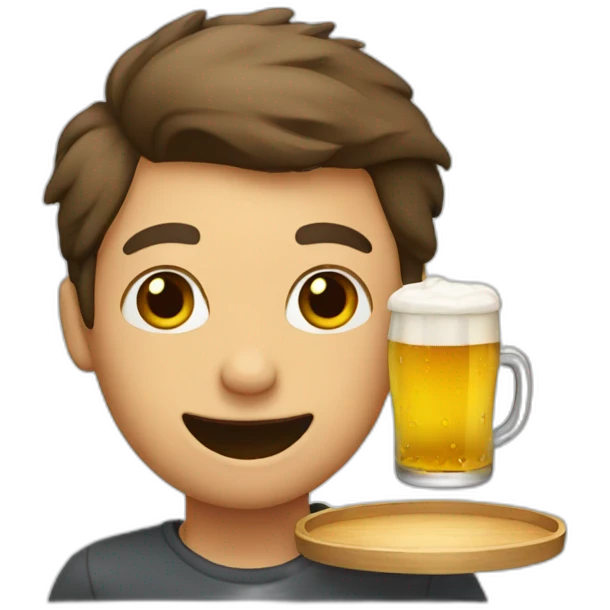 holding a tray with beer in it emoji