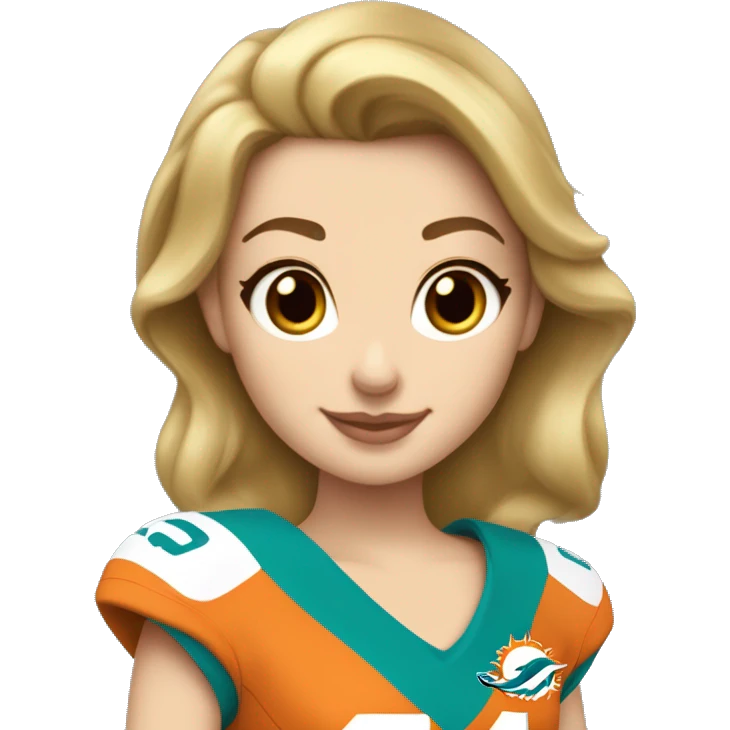 Caucasian Disney princess Belle wearing Miami Dolphins jersey with the number one on it emoji