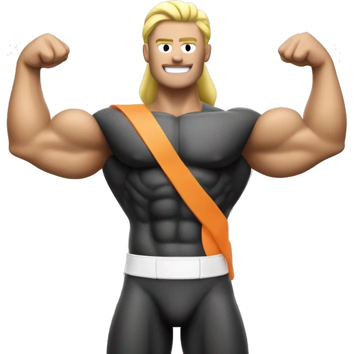 flexed muscles with a neo home loans logo body emoji