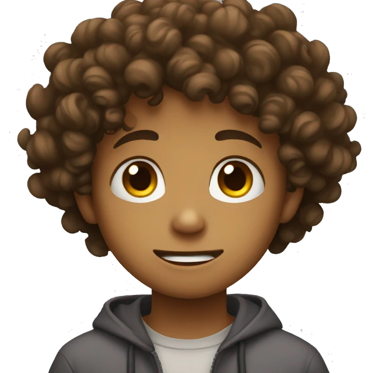 A curly haired brown kid cry emoji
