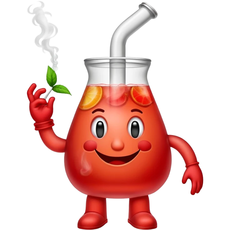Kool-Aid man with visible arms and legs smoking a bong emoji