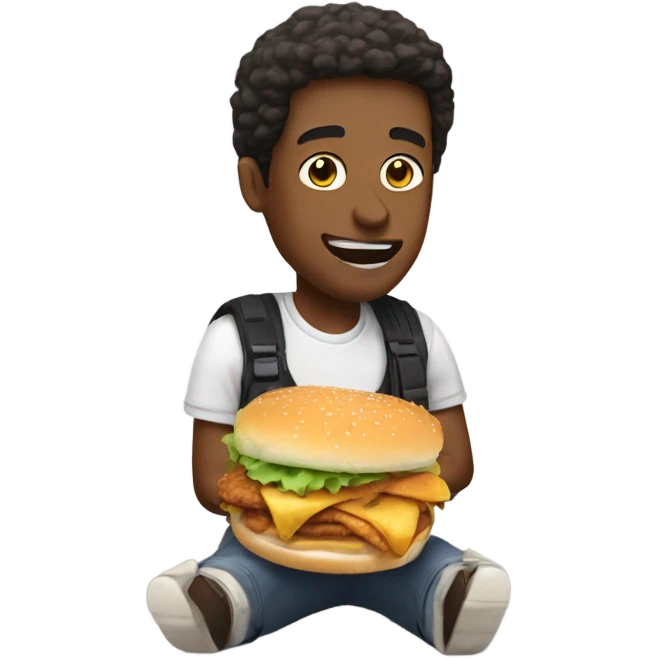 Guy eating a chicken sandwich  emoji