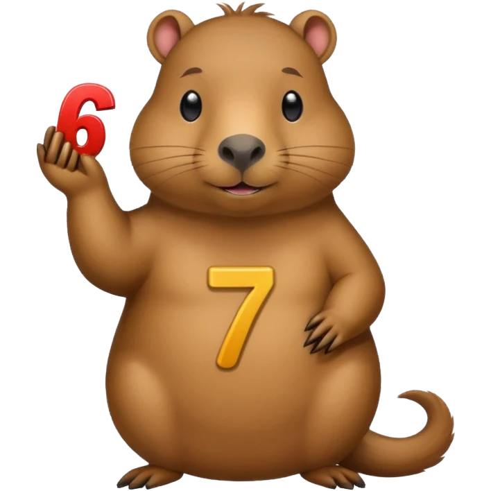 Capybara holding 6 and 7 emoji