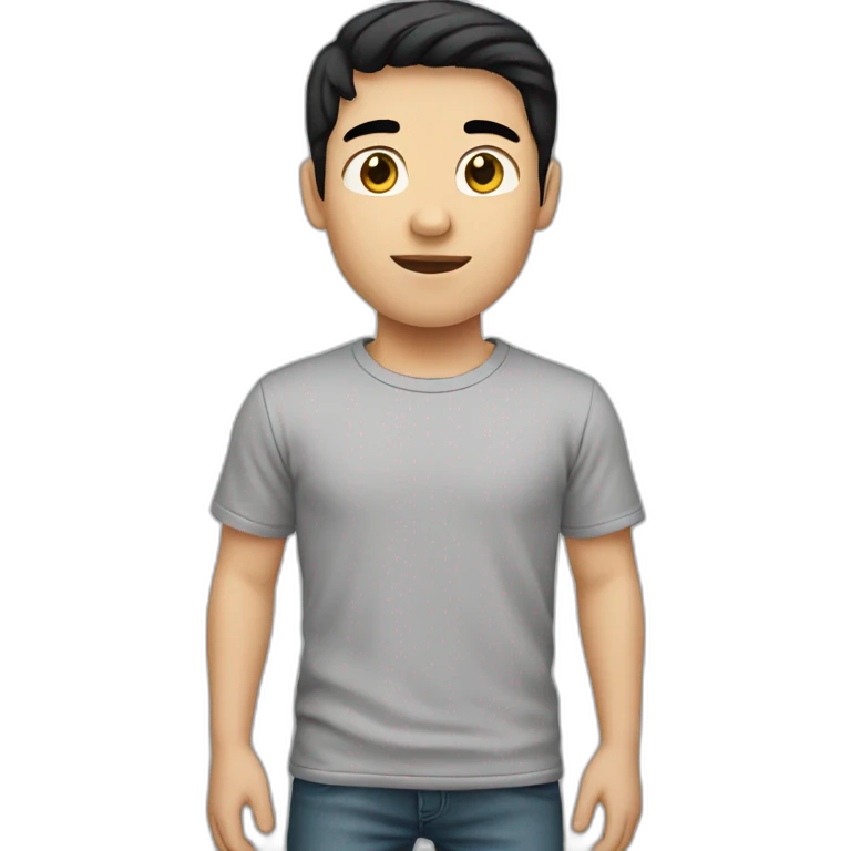 Boy white skin black hair gray t-shirt emoji