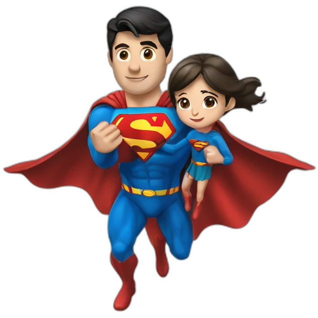 Superman Fly with a girl emoji
