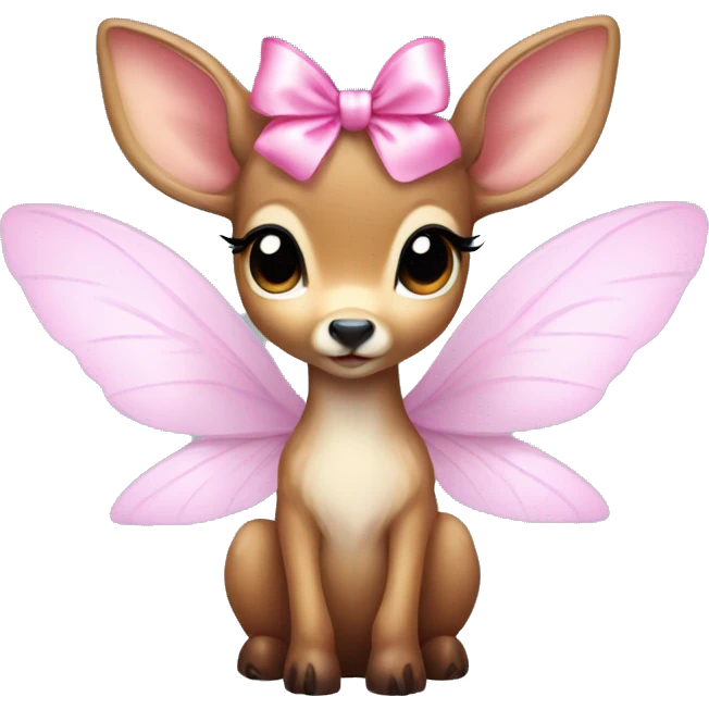 baby deer with fairy wings and a pink bow around its neck  emoji