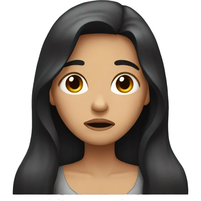crying women with dark long hair emoji