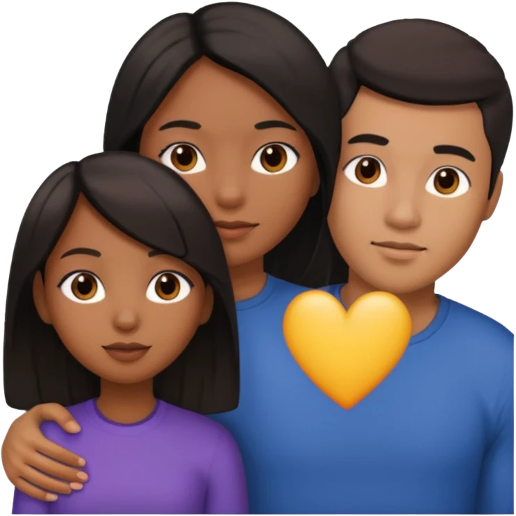 black girl straight hair asian man couple emoji