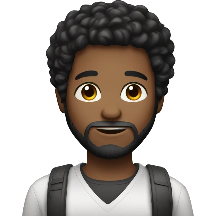  Handsome bearded boy with black African hair emoji