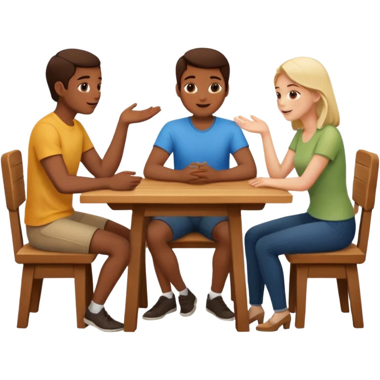 3 people sitting behind a table emoji