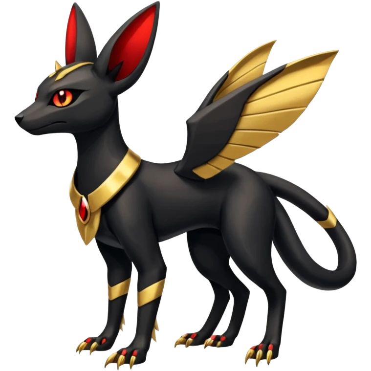 Shiny 4-legged Umbreon-Anubis-Salandit-Beedrill-fusion, full body emoji