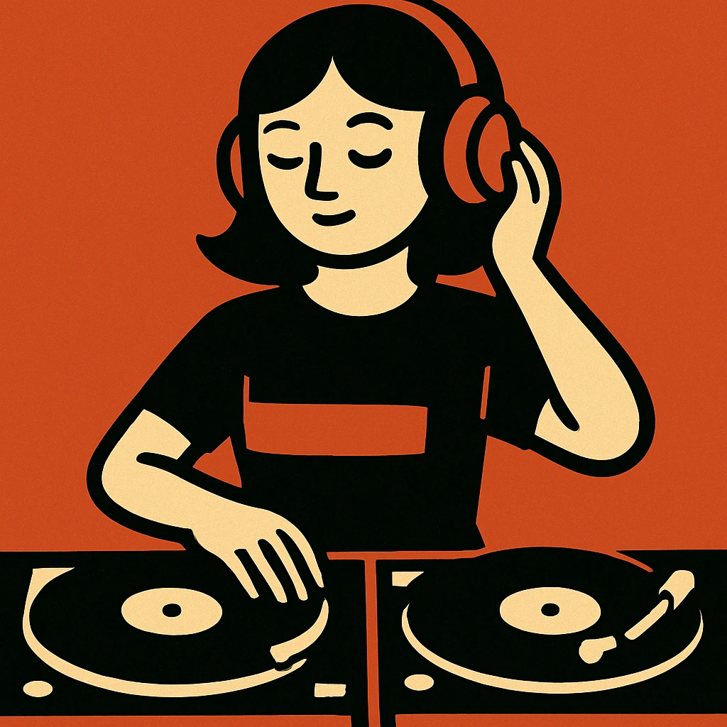 girl playing DJ set emoji