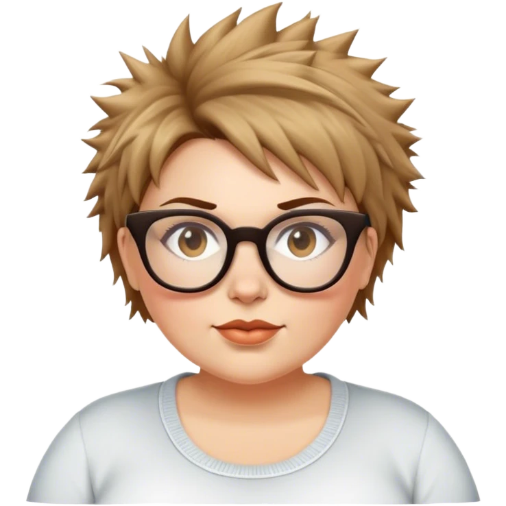 plus size white women with short light brown shaggy spiked hair wearing glasses emoji