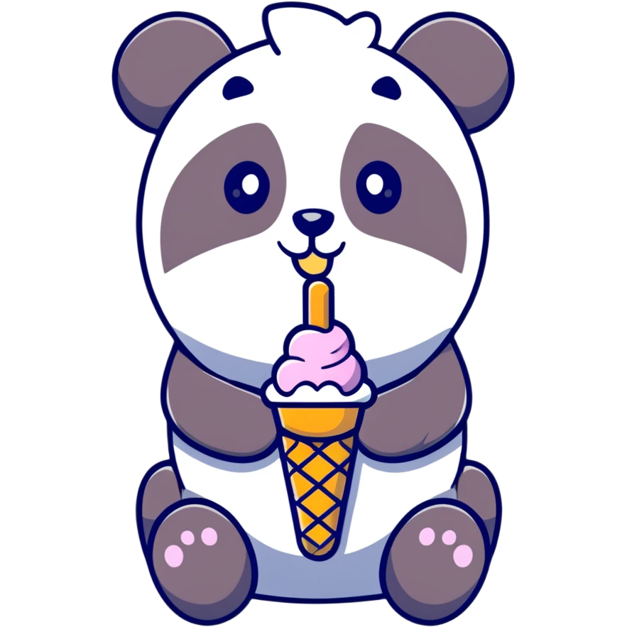 Panda eating ice cream emoji