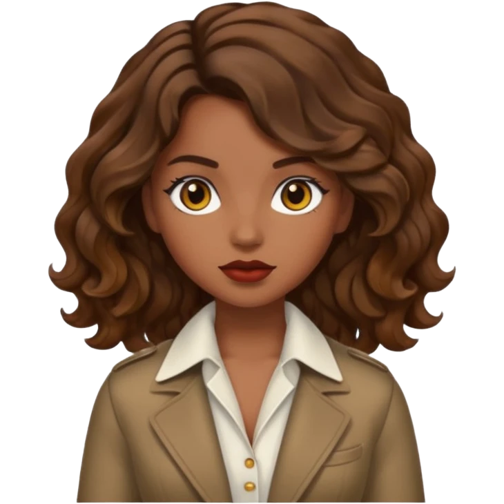 Baddie girl with brown weavy hair emoji