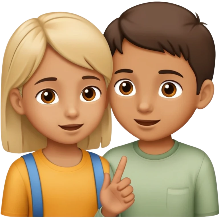two children, one talking and one listening, friendly and expressive emoji