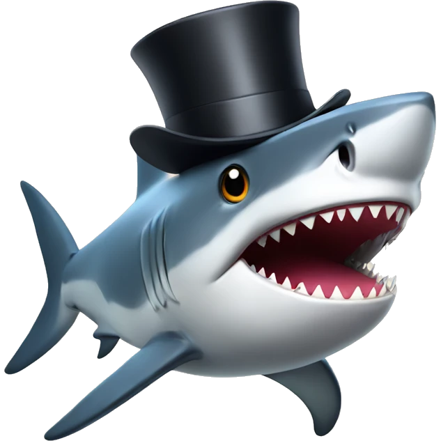 Shark with a top hat emoji