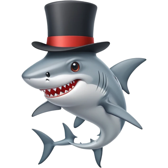 Shark with a top hat emoji